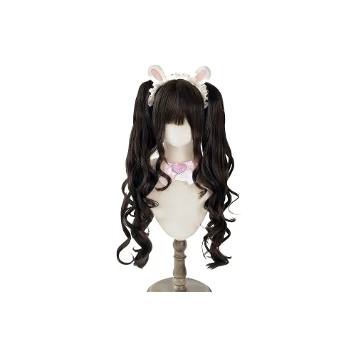 Northward Incline Барокко Sweetheart Двойной хвостик Длинные кудрявые волосы Женская парик Высокая температура Пряжа