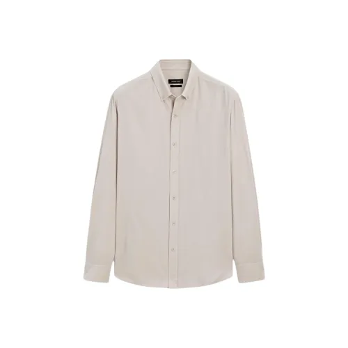 Massimo Dutti Светлый Кофейный Мужские Рубашки