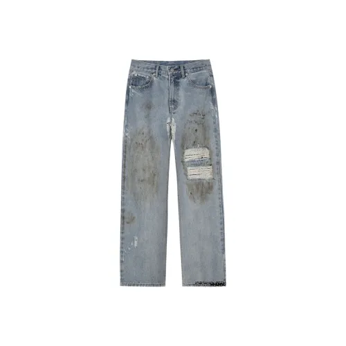 MR.ENJOYDA MONEY Выстиранные синие унисекс джинсы