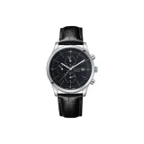 Серебряный корпус с черным циферблатом - черный ремешок