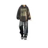 Комплект одежды (Темно-серый свитшот + бирюзовые джинсы)