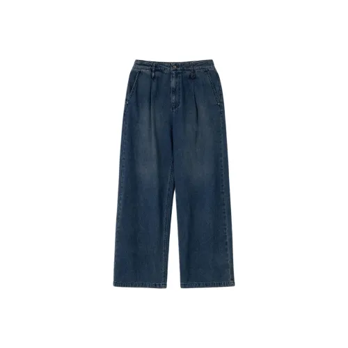 WOOYOUNGMI FW25 Синий Широкий Складные Деним Брюки Джинсы Мужские