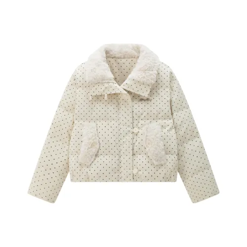 IWZI Белый Гороховый узор Женские пуховики
