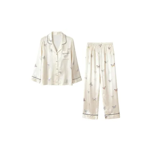 Daiyindie Осенние и зимние пижамы женские ледяной шелк с длинными рукавами штаны