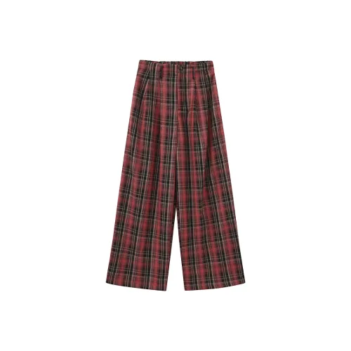 CUBIC Красный Черный Клетка Женские Повседневные Штаны