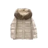 Белый (True енотовая собака кожаный ошейник)