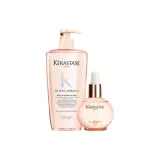 Двухкомпонентный комплект: глянцевый розовый шампунь 500 мл + маленькие розовые бусины эфирных масел для ухода за волосами 45 мл