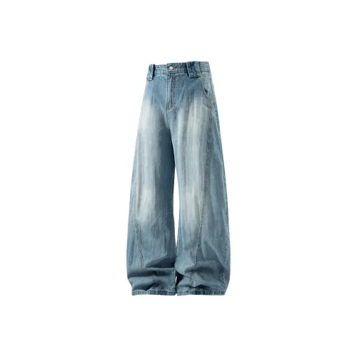 WARNING LIGHT Синий Унисекс Джинсы