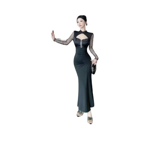 ЮЙЧЖАОЛИНЬ Длинное платье с длинными рукавами женское