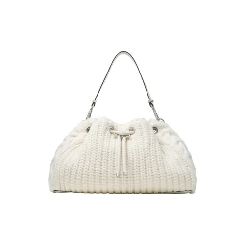 Jimmy Choo Вязаная модель Шерстяная ткань Одно плечо Сумка Средний Женские Латте Антично-серебристый