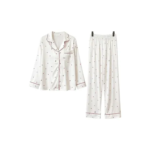 Daiyindie Осенне-зимняя пижама для женщин ледяной шелк с длинными рукавами домашняя одежда