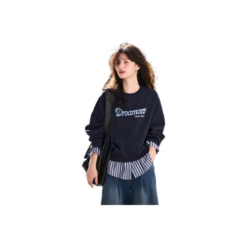 LANGQING Темно-синий Бесплатно LANGQING Бренд Velcro Женские Свитшоты