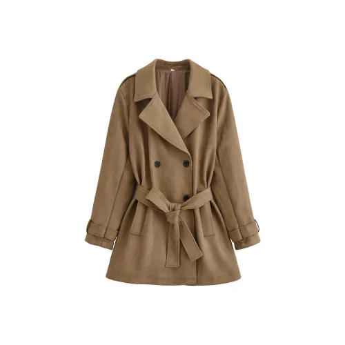 Devanro Оливково-зеленый Женский тренч