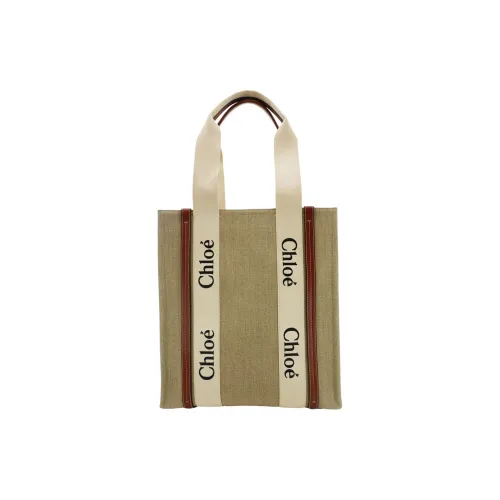 Chloe Woody Stripes Canvas Bag Women's Beige