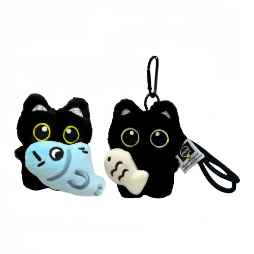 LOGISTAR Котенок Holding Рыбка Плюшевый Брелок 10 см Длина Тела