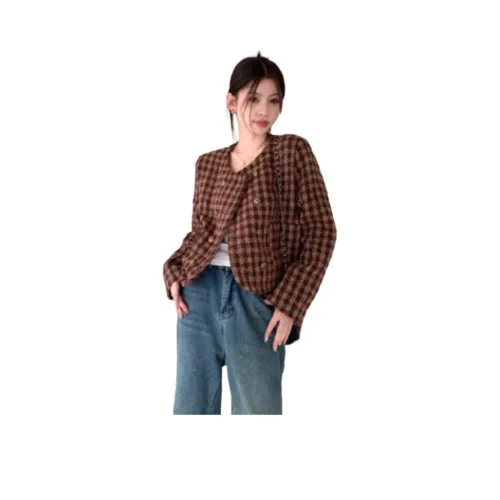 GIUHF Клетка Укороченное Пальто Женское Пуховик