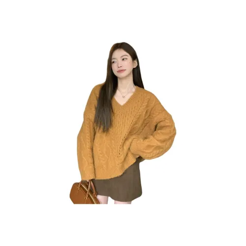 PZHK Orange Ткани вязаные Свитер Женские Трикотаж