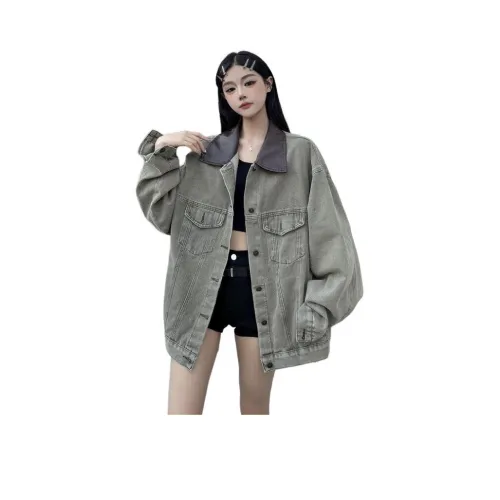 PZHK Винтажный зеленый унисекс джинсовые куртки