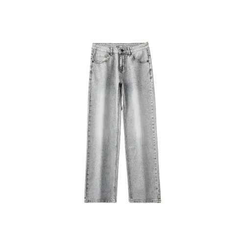 KM Светло-серый Унисекс Джинсы