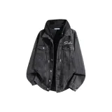 Чёрный с серым капюшоном и чёрная шапка