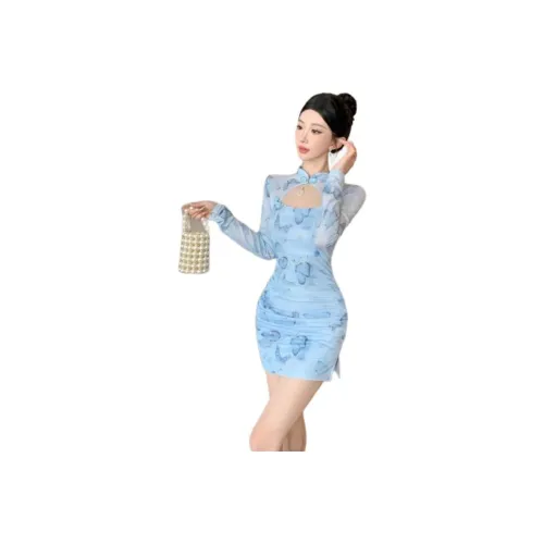 ЮЙЧЖАОЛИНЬ Длинное платье с длинными рукавами женское