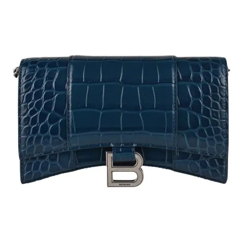 Balenciaga Крокодил Тисненый Телячья кожа Сумка на плечо Женская Синяя