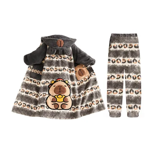 Qiao Ni Tong Пижамный комплект Осенний и Зимний Стиль Позиционирование Мужской Двухкомпонентный комплект