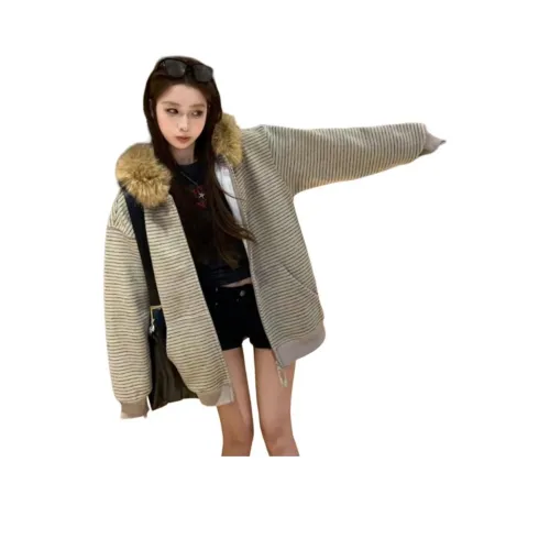 PZHK С капюшоном меховой воротник свитшот женские свитшоты