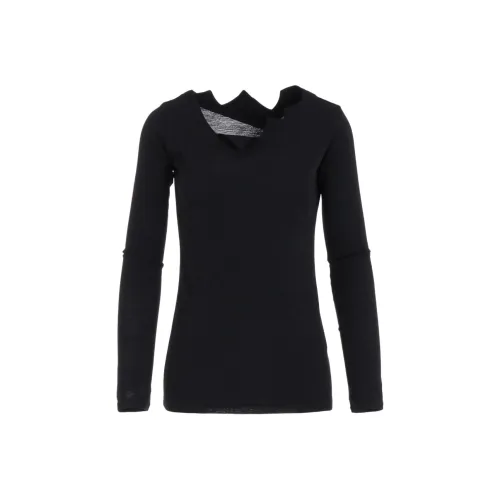 Yohji Yamamoto Femme FW25 Шерсть Шифон Zig Zag Шея Линия Длинный SLV T Трикотаж Женские