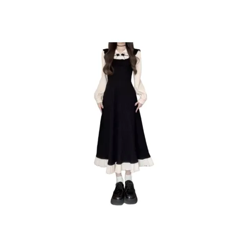 XIAOJUANYAOJIAYOU Длинное платье с длинными рукавами женское