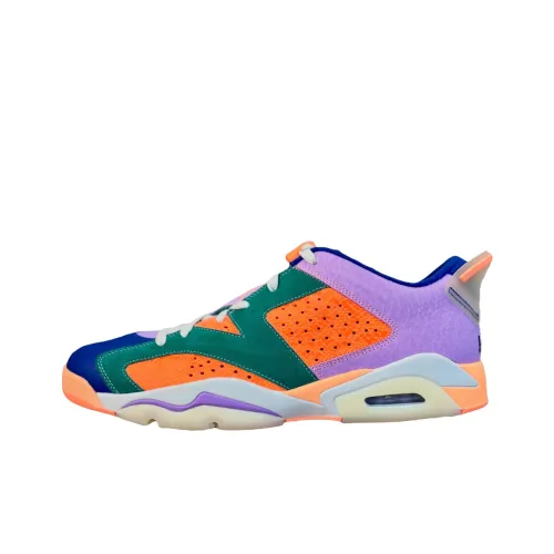 Jordan Air Jordan 6 Low Топ Винтажные Баскетбольные Кроссовки Унисекс Фиолетовый Оранжевый Зеленый
