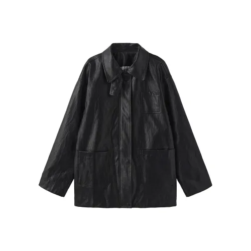 CUBIC Черный Женские Кожаные Куртки