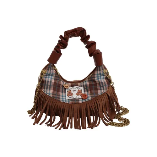 Chinllo Нейлоновая ткань Сумка через плечо Стандартная Кисточка Кофейный Леопардовый принт Кофейный