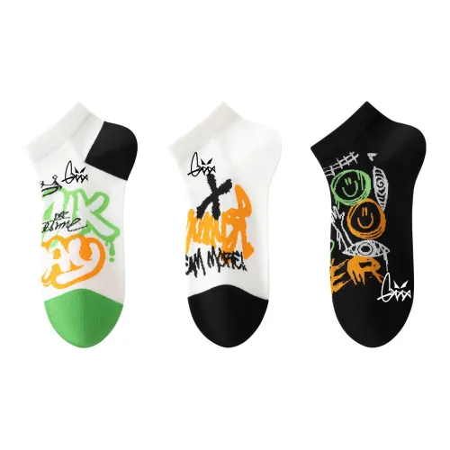 GXXX [3 упаковки] Зеленый + Натуральный белый + Черный Унисекс Носки