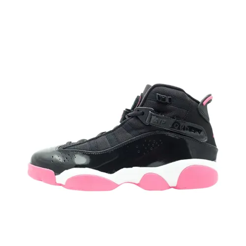 Jordan Air Jordan 6 Кольца MID Топ Детские Баскетбольные кроссовки Черный Подростки