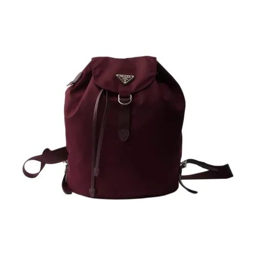 PRADA Переработанный нейлон Рюкзак Маленький Женский Бордовый Красный