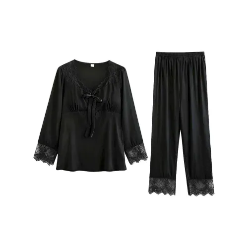 Daiyindie Осенне-зимняя пижама для женщин ледяной шелк длинные рукава