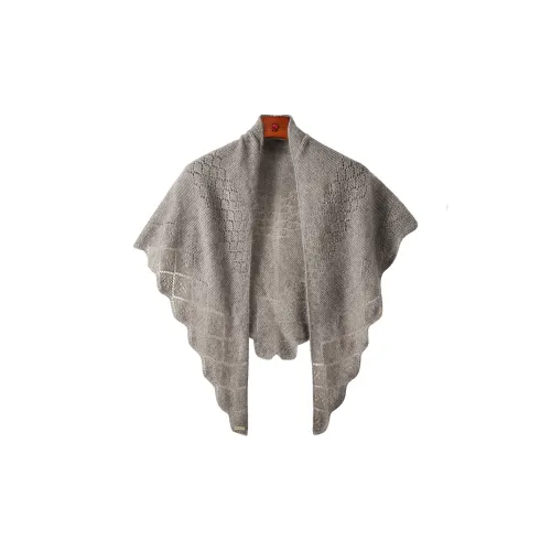 PIERRE CARDIN Кашемир Вязаные Шарфы Женские Черный Козий Кашемир Светло-Серый