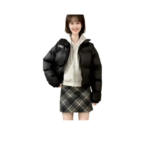 PZHK Черное пальто + Черная клетчатая короткая юбка Женские комплекты с юбкой