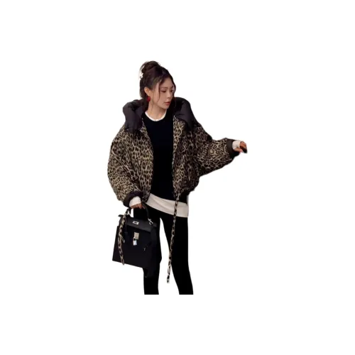 GIUHF Леопардовый принт Женские пуховики