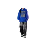 Комплект одежды [Свитшот мелкого синего цвета + черные джинсы]