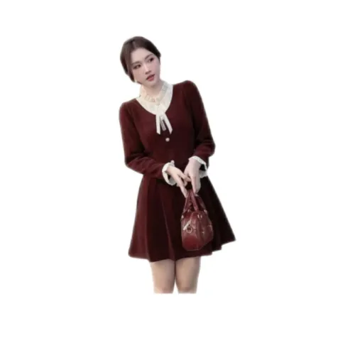 TONYBEAR Red Женские Длинные Платья с Длинными Рукавами