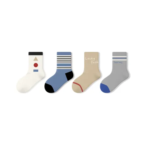 PRIMEET Мультяшный Геометрический 4 Пачки Детские Носки