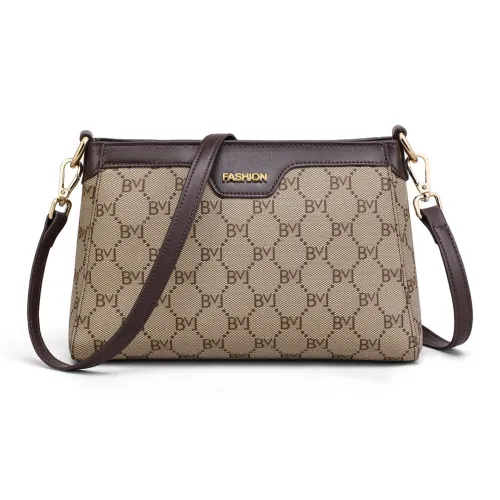 OUBOTE Сумка через плечо из синтетической кожи стандартная женская с узором "ромб" коричневая