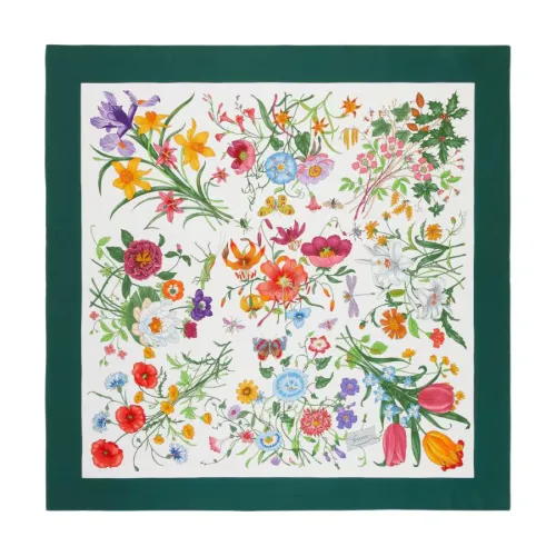 GUCCI Шелковые шарфы Женские Белый Многоцветный