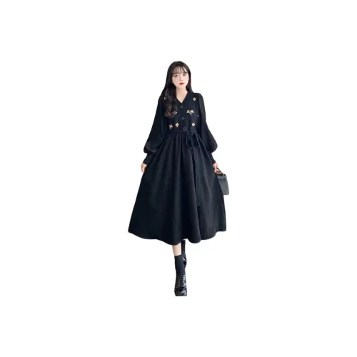 XIANSINIAO Длинное платье с длинными рукавами женское