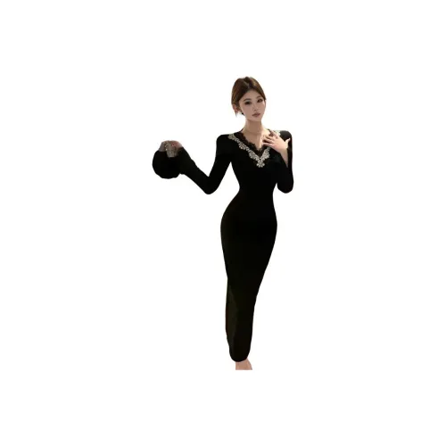 PZHK Длинное платье с длинными рукавами женское