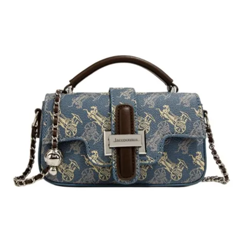 Jacoponnus Сумка из коровьей кожи Маленькая Женская Коричневая и Синяя Carriage