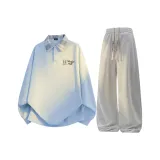 Светло-синий топ + серые штаны фотиния