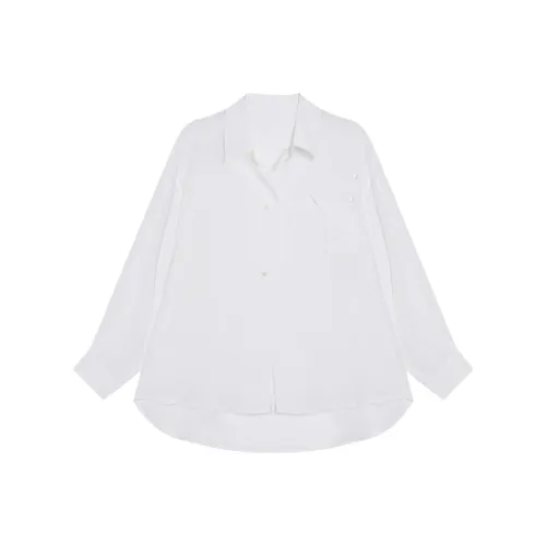 GZQJ Минималистичный Французский Элегантность Поло Воротник Однотонный Топ Длинный Рукав Рубашка Женская Белая